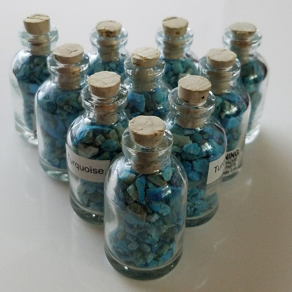 10 Tumbled Turquoise Chips Mini Gemstone Bottles Rocks Gems Crystals Specimens